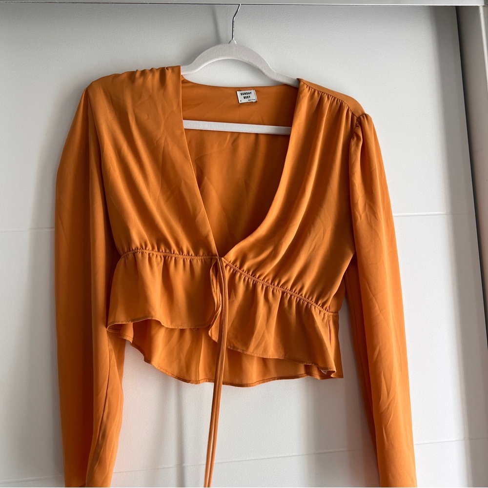 Sunday Best Cropped Tie-Front Blouse